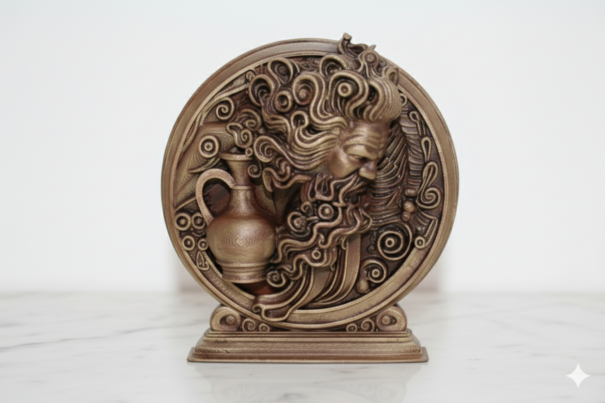 Aquarius Zodiac Decorative Sculpture - Bronze finish / Hand Painted