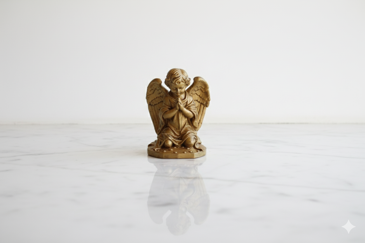 Ángel rezando dorado – Figura decorativa pintada a mano