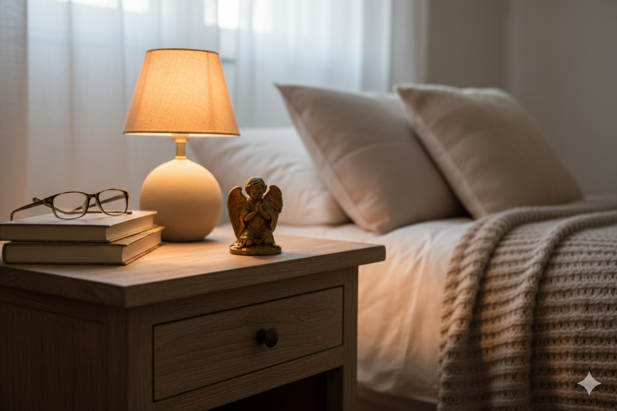 Ángel rezando dorado – Figura decorativa pintada a mano