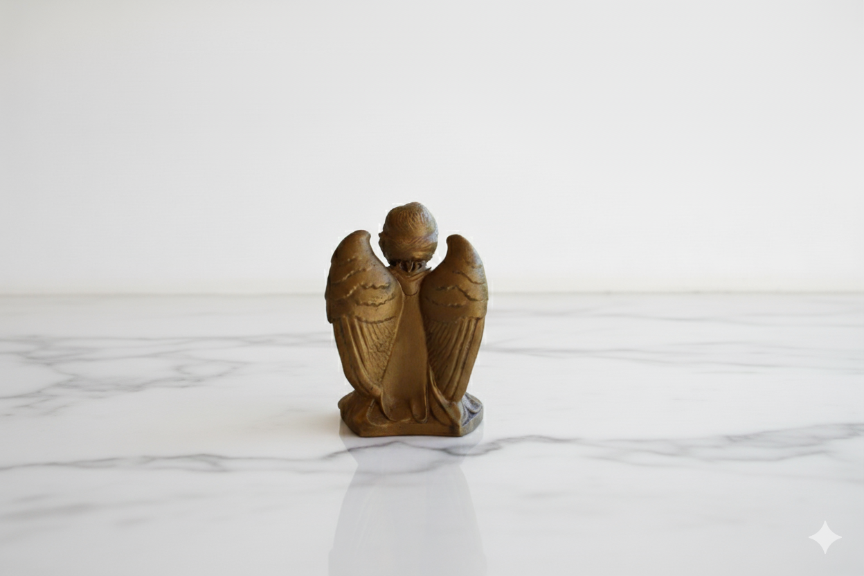 Ángel rezando dorado – Figura decorativa pintada a mano