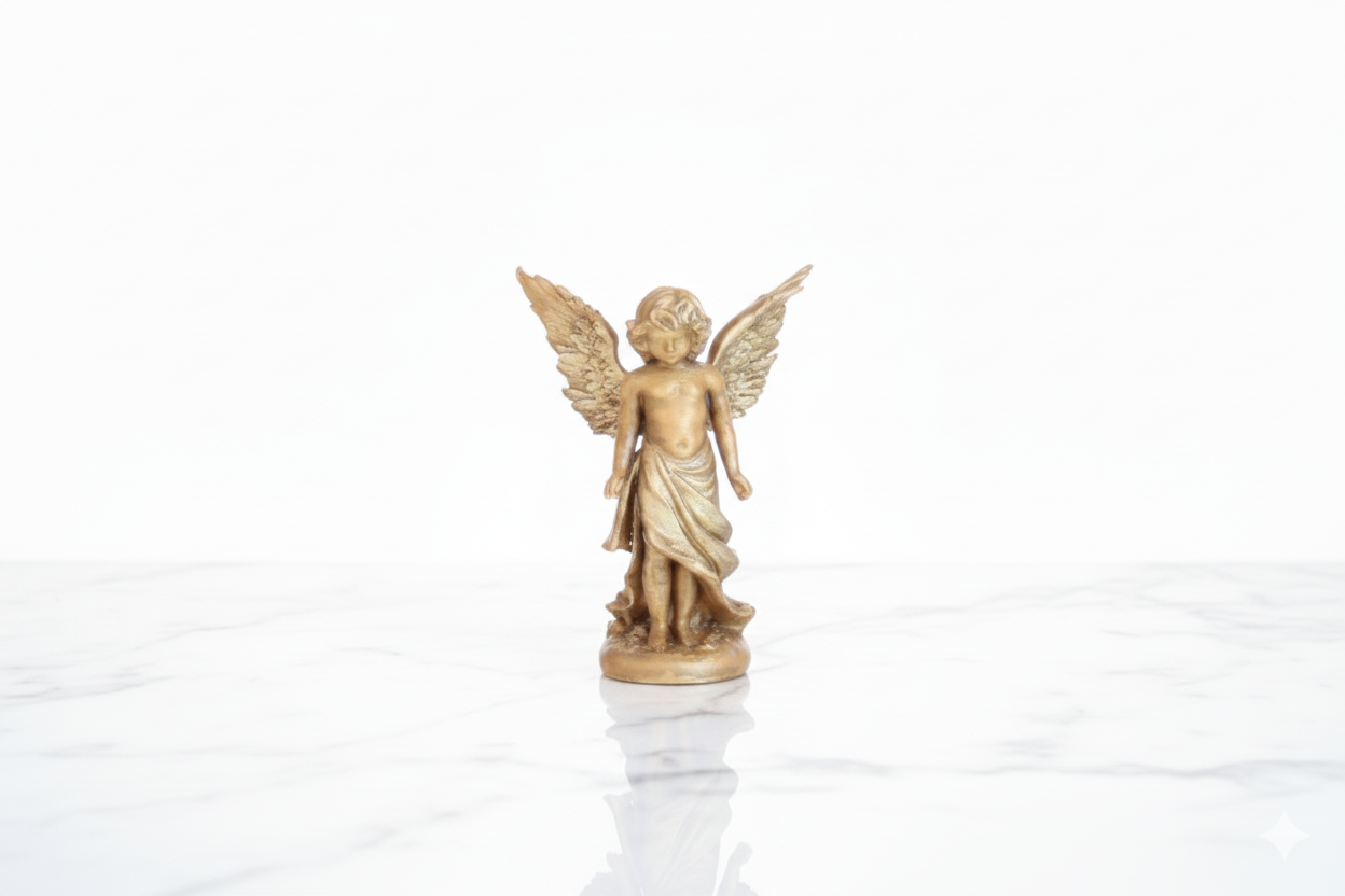 Hand-Painted Angel Figurine – Decorative Sculpture with Golden Finish