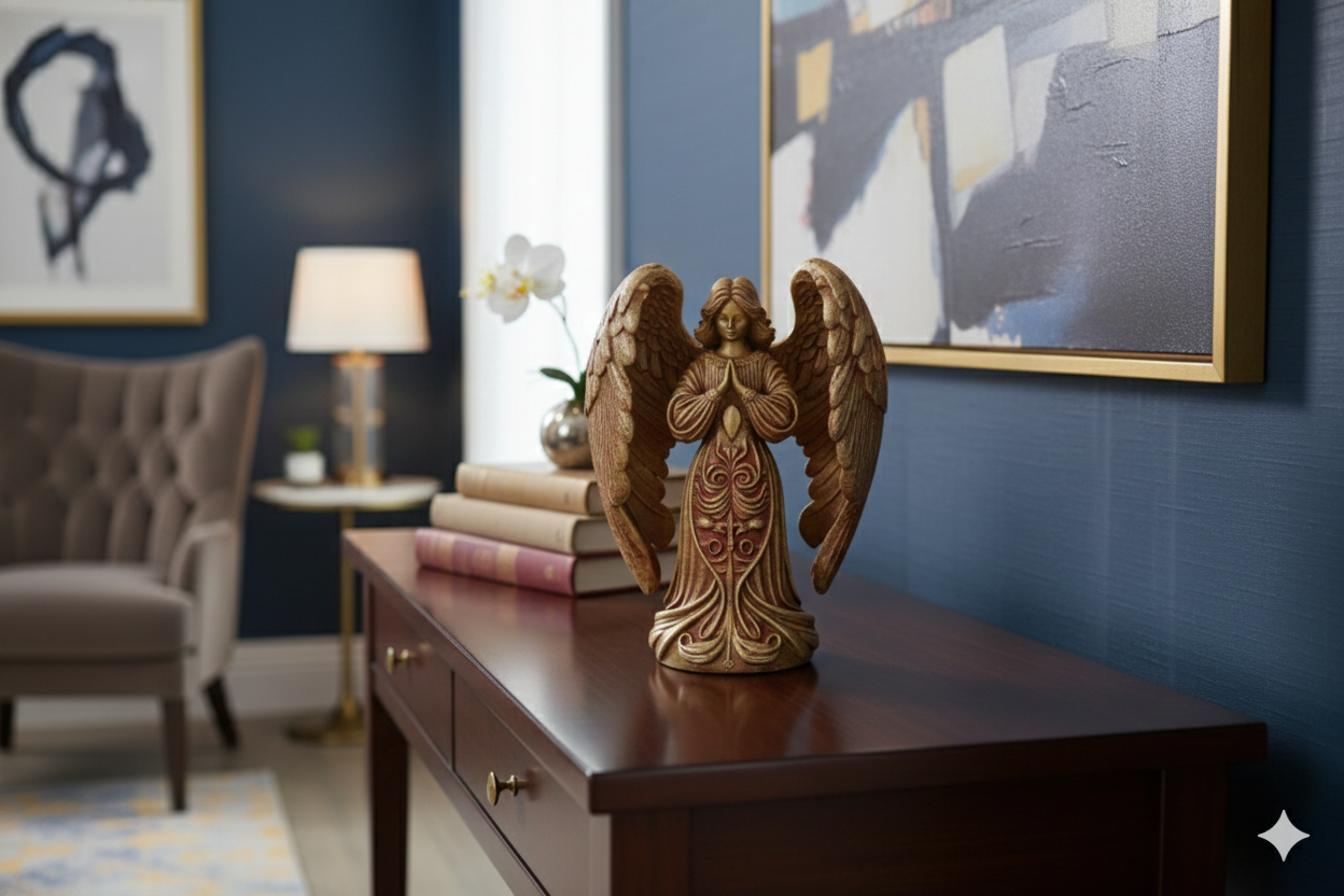 Red & Gold Angel – Hand-Finished Decorative Figure