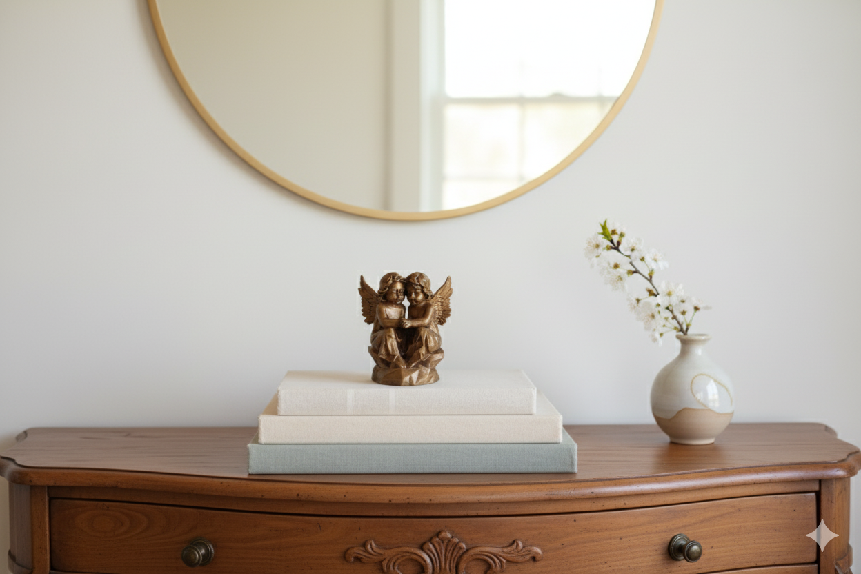 Angels of Friendship Decorative Figurine – Bronze Tone Sculpture