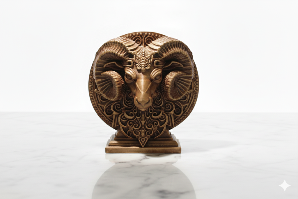 Aries Zodiac Symbol Sculpture – Bronze Finish / Hand painted