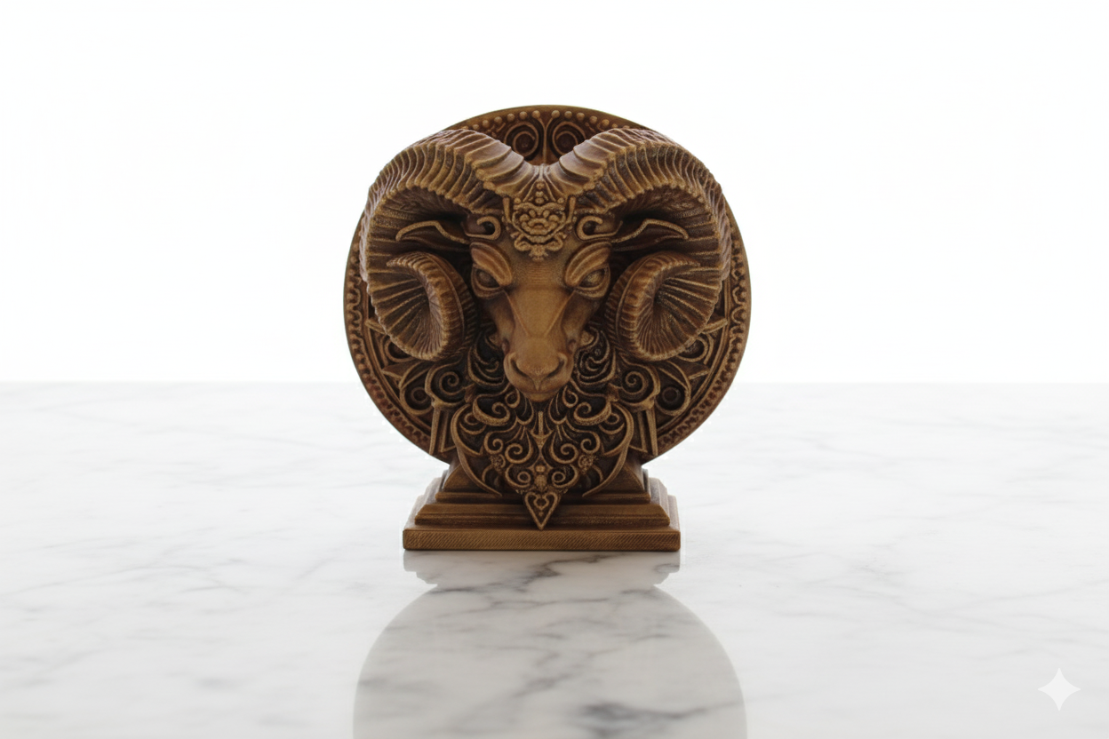 Aries Zodiac Symbol Sculpture – Bronze Finish / Hand painted