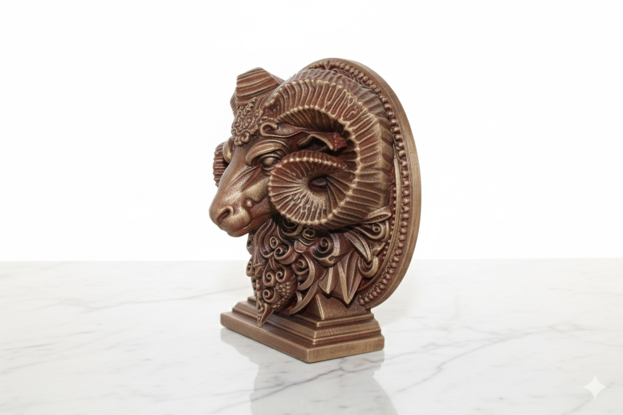 Aries Zodiac Symbol Sculpture – Bronze Finish / Hand painted