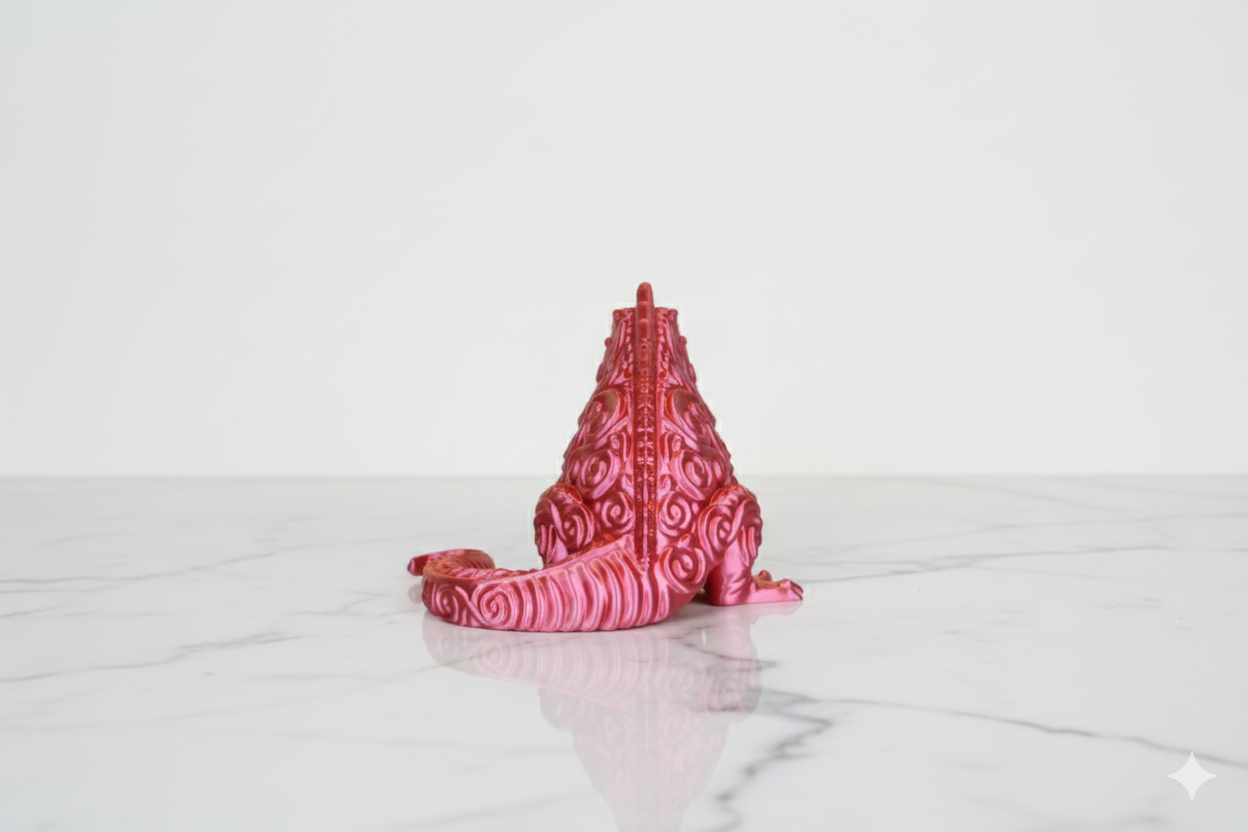 Decorative Figurine “Sunfire Chameleon” – Orange & Pink Fantasy Sculpture