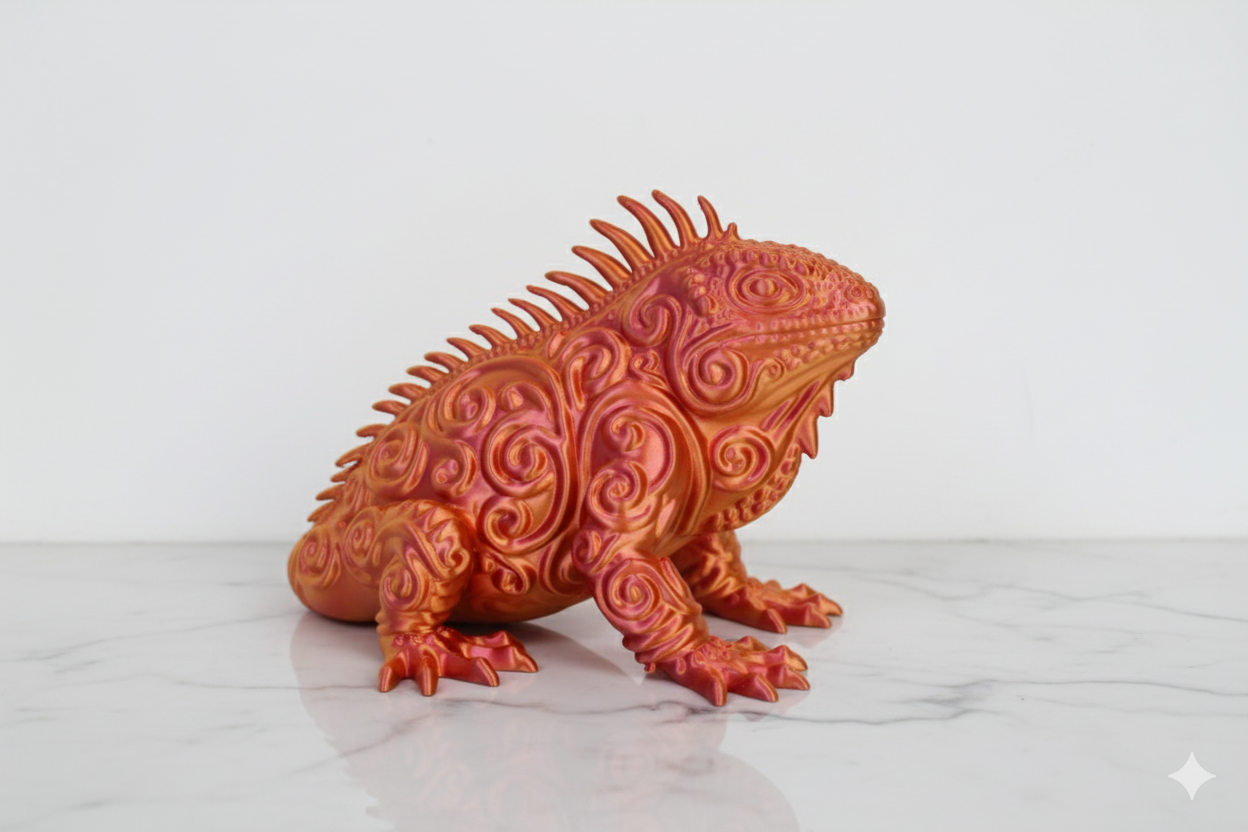 Decorative Figurine “Sunfire Chameleon” – Orange & Pink Fantasy Sculpture