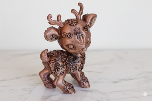 Escultura decorativa de ciervo – Acabado ornamental en bronce / Pintada a mano