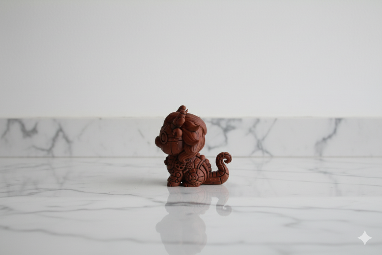 Steampunk Baby Dragon Sculpture – Hand-Painted Decorative Figure