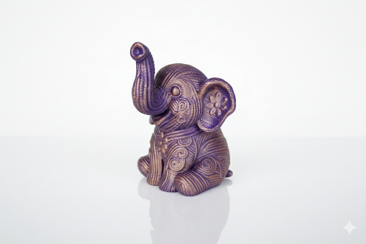 Figura de elefante pintada a mano: símbolo de suerte y prosperidad.