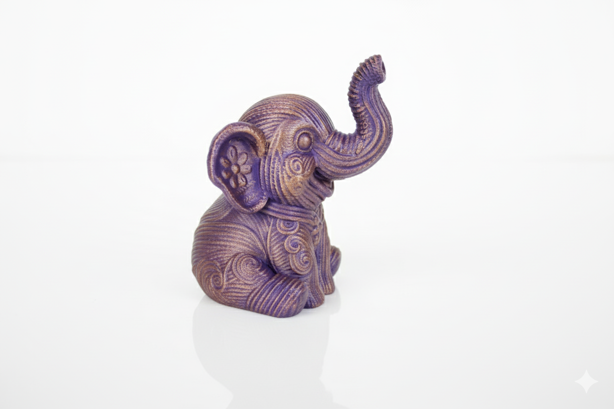 Figura de elefante pintada a mano: símbolo de suerte y prosperidad.