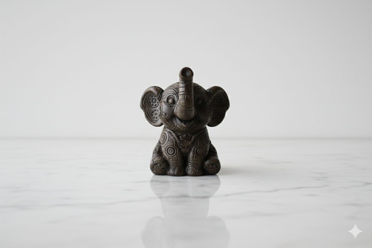 Hand-Painted Grey Elephant Figurine –  Decorative Sculpture