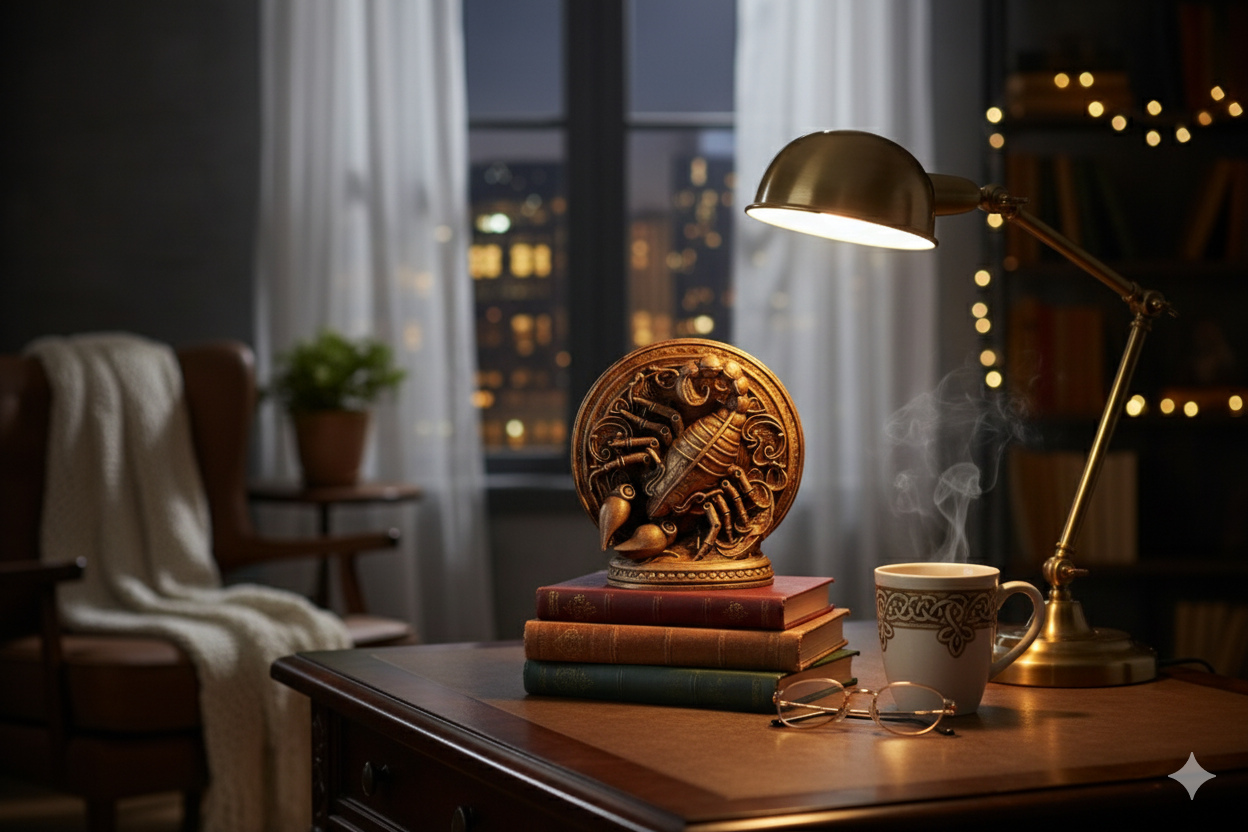 Símbolo de Escorpio Dorado – Figura decorativa de bronce pintada a mano