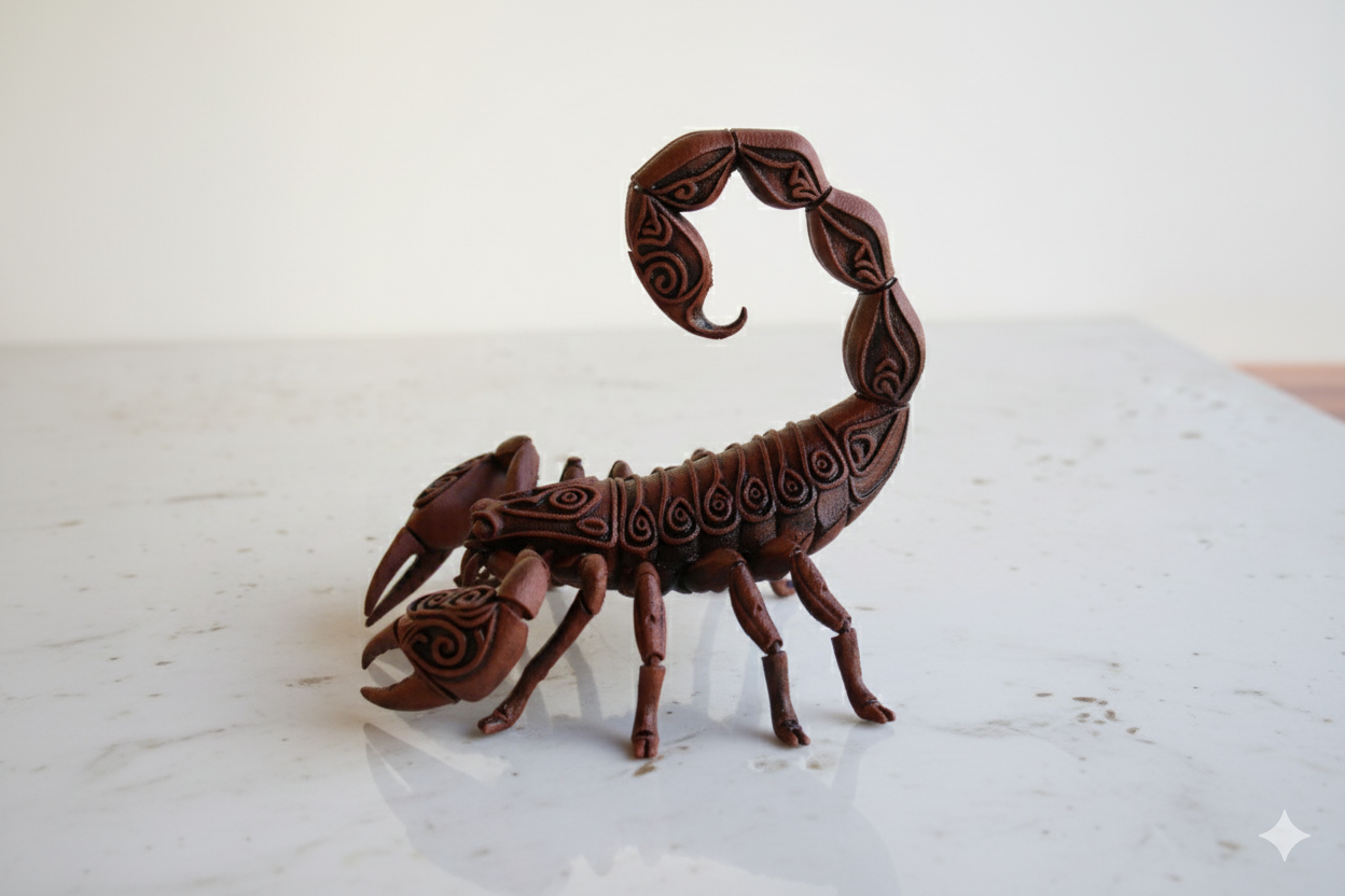 Hand-Painted Brown Scorpion Figurine – Tribal Decorative Sculpture