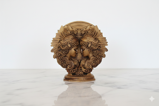 Gemini Zodiac Symbol Sculpture – Bronze Finish / Hand painted