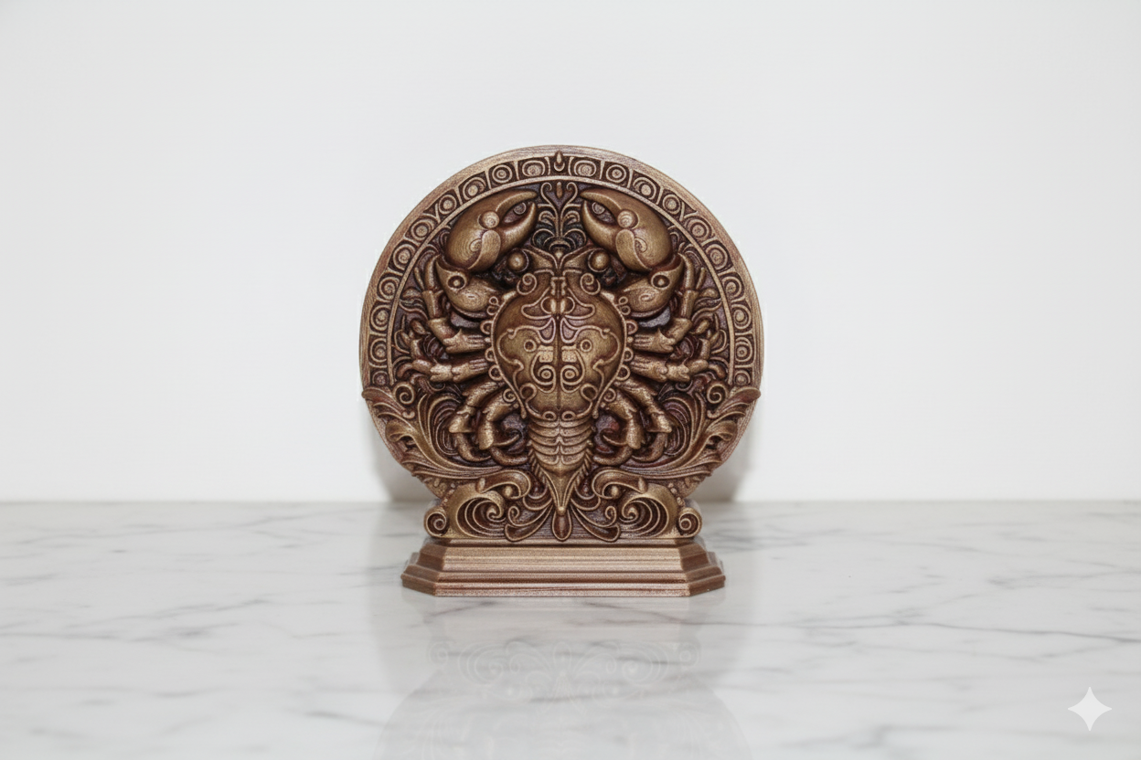 Cancer Zodiac Symbol Sculpture – Bronze Finish / Hand painted