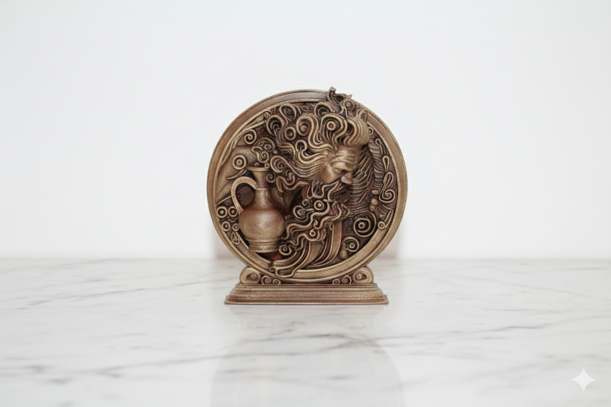 Aquarius Zodiac Decorative Sculpture - Bronze finish / Hand Painted