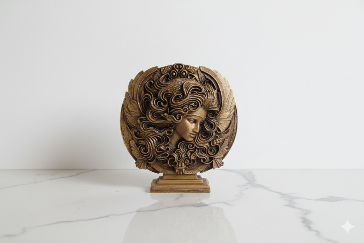 Virgo Zodiac Symbol Sculpture – Bronze Finish ( Hand painted