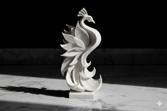 Figura decorativa «Fénix elegante» – Escultura minimalista blanca