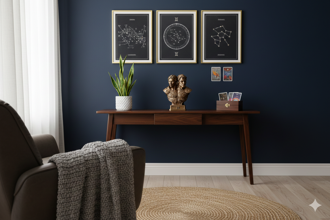 Gemini Zodiac Hand Painted Bust Sculpture – Duality & Air Sign Decorative Figure