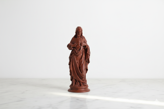 Sacred Heart of Jesus – Hand-Painted Wooden Effect Statue (18 cm)