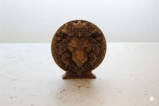 Escultura del símbolo del zodiaco Leo – Acabado en bronce / Pintada a mano