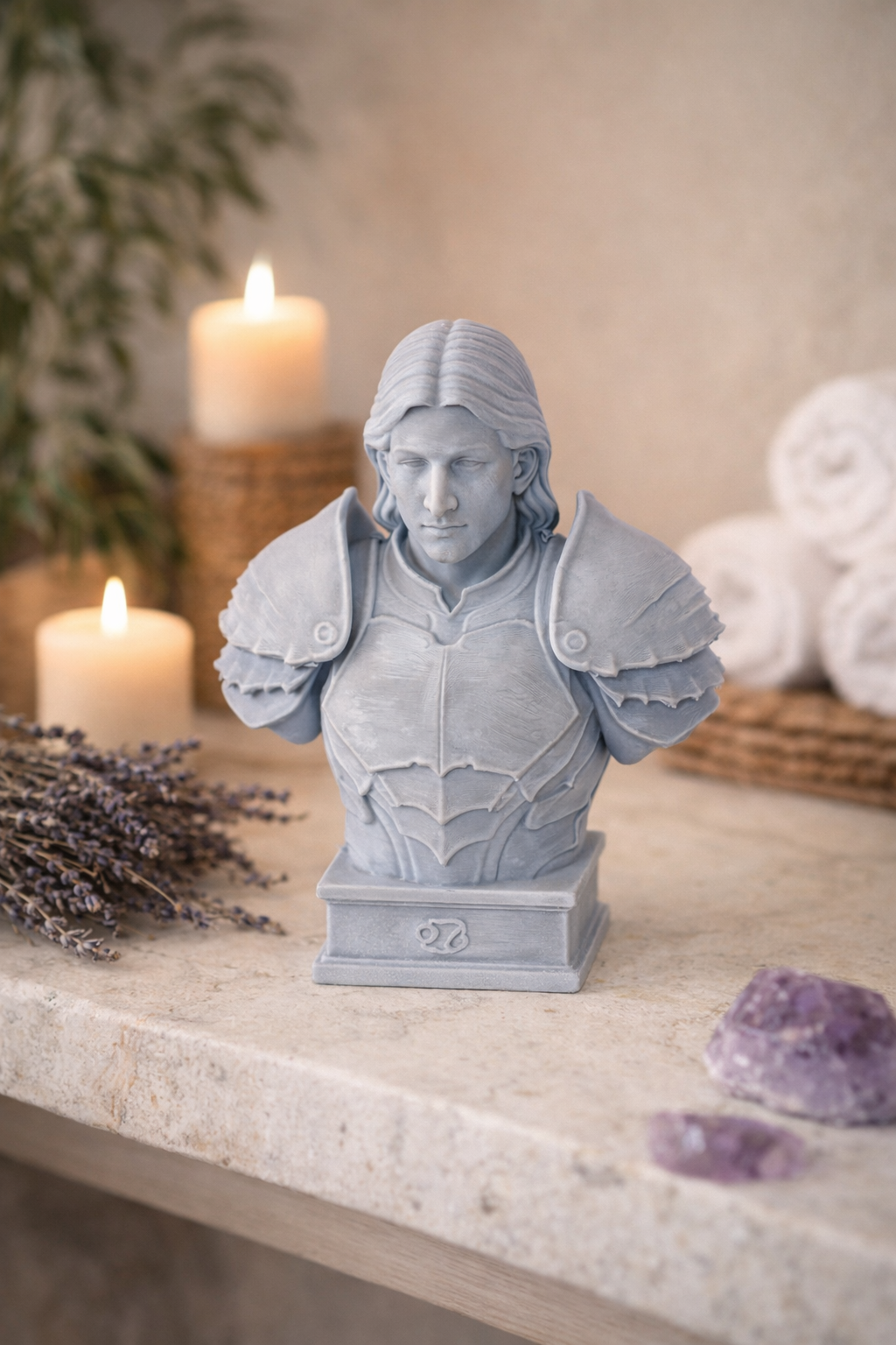 Cancer Zodiac Sculpture – Hand-Painted Decorative Bust