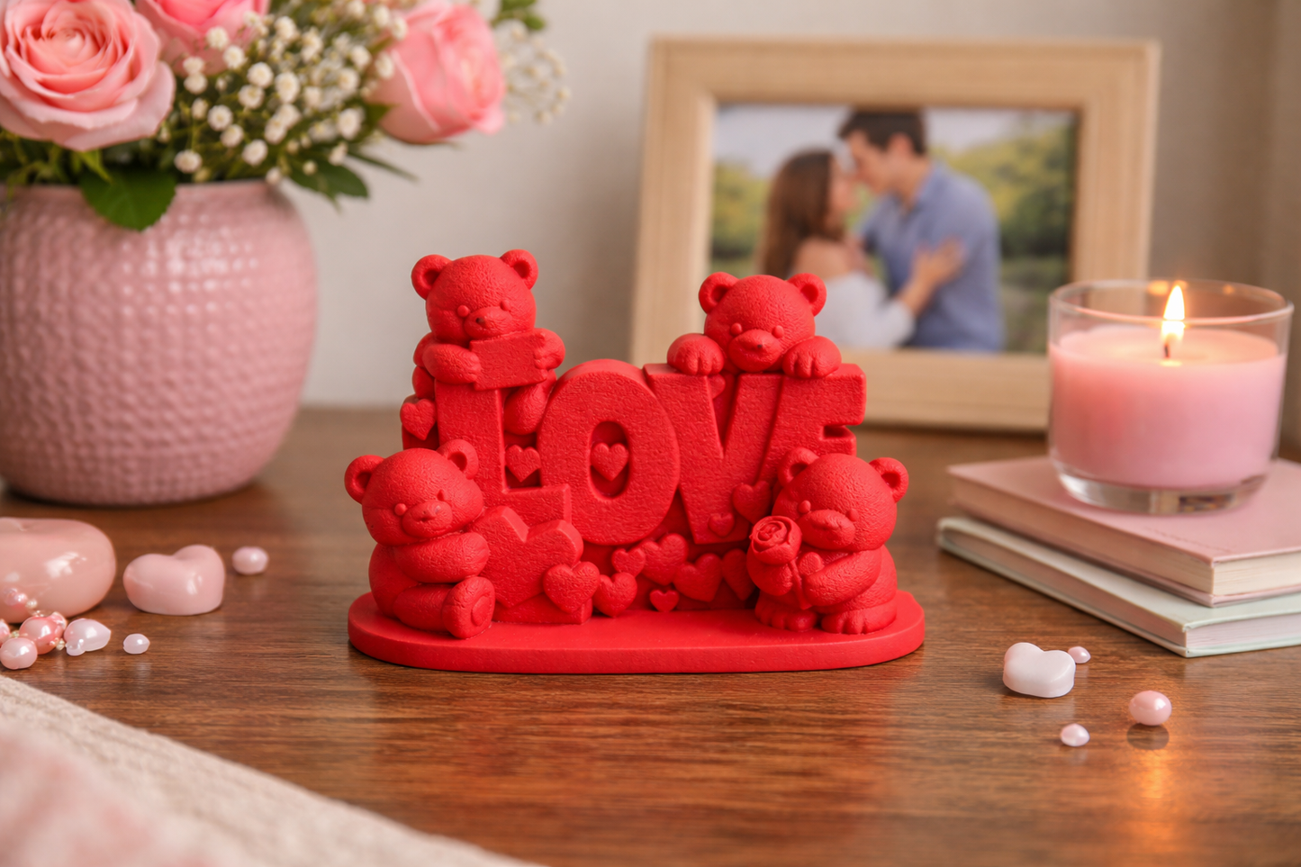 LOVE Bear Figurine – Romantic Decorative Sculpture