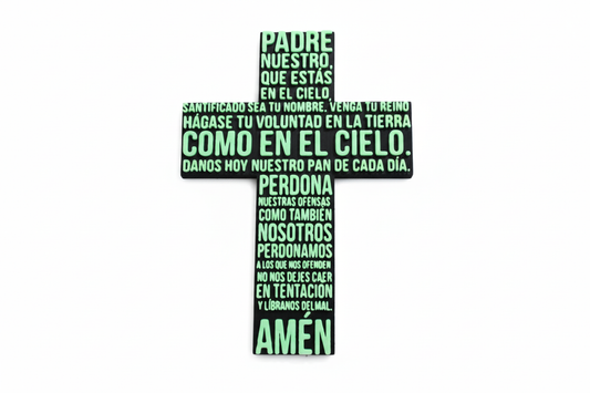Glow-in-the-Dark Lord’s Prayer Cross – Sacred Wall Art