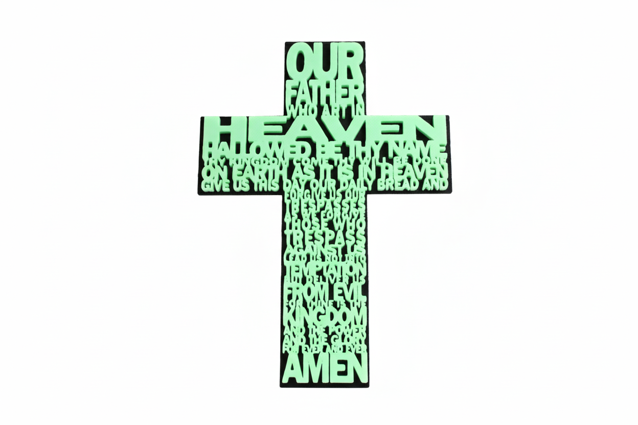 Glow-in-the-Dark Lord’s Prayer Cross – Sacred Art Collection