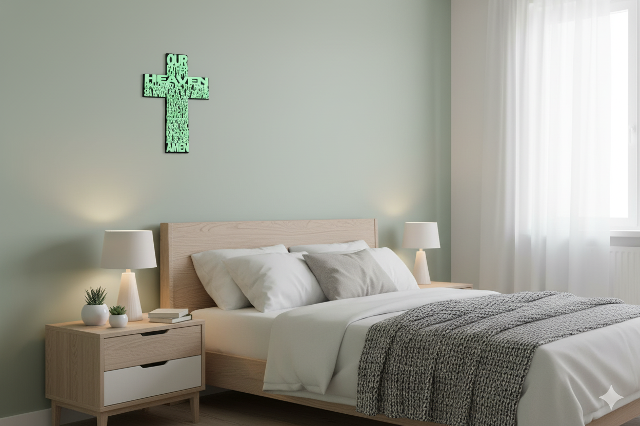 Glow-in-the-Dark Lord’s Prayer Cross – Sacred Art Collection