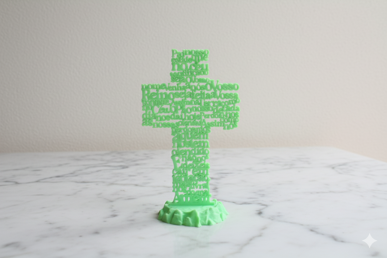 Glow-in-the-Dark Cross with Prayer in Portuguese – Sacred Art Collection
