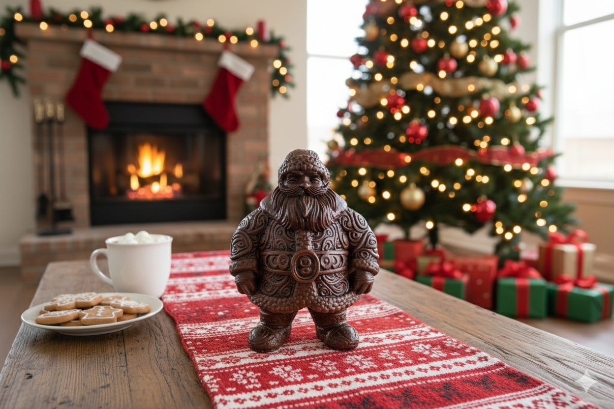 Ornamental Santa Claus – Wood Effect Christmas Sculpture