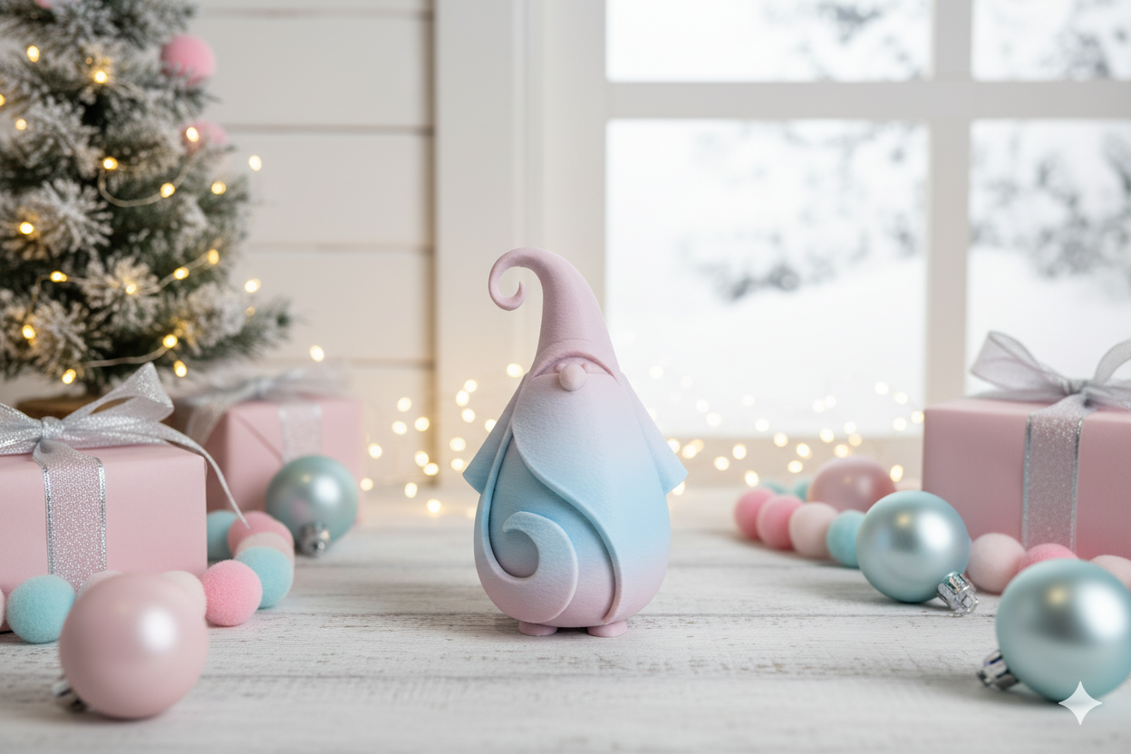 🎅 Pastel Santa Claus – Pink & Blue Modern Christmas Figurine