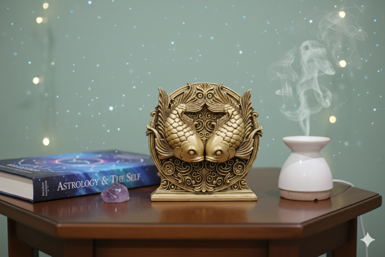 Pisces – Hand Painted Golden Zodiac Sculpture