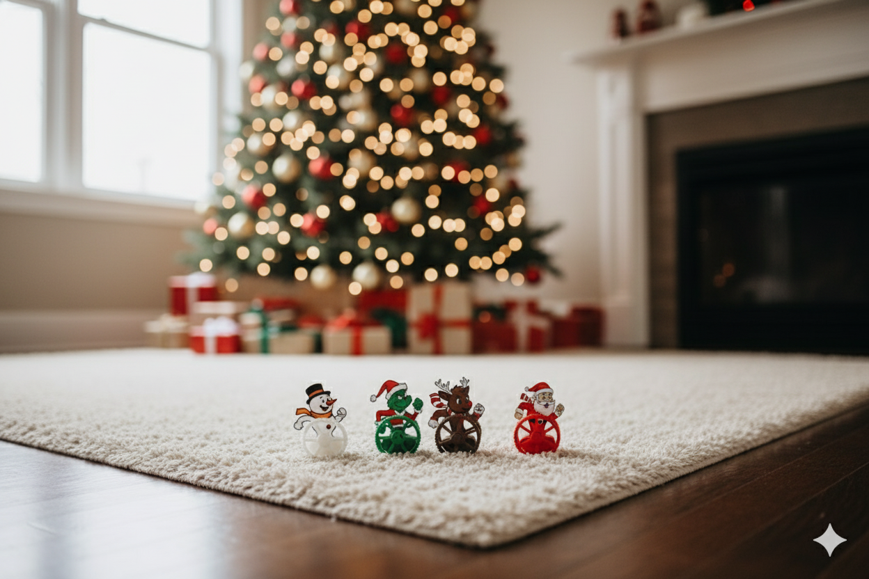 Christmas Rolling Figures – Set of 4 Festive Wheels (Santa, Snowman, Reindeer & Grinch)