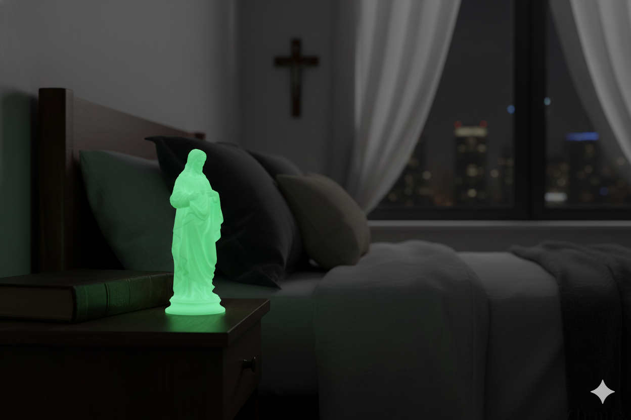 Sacred Heart Statue – Glow-in-the-Dark Green