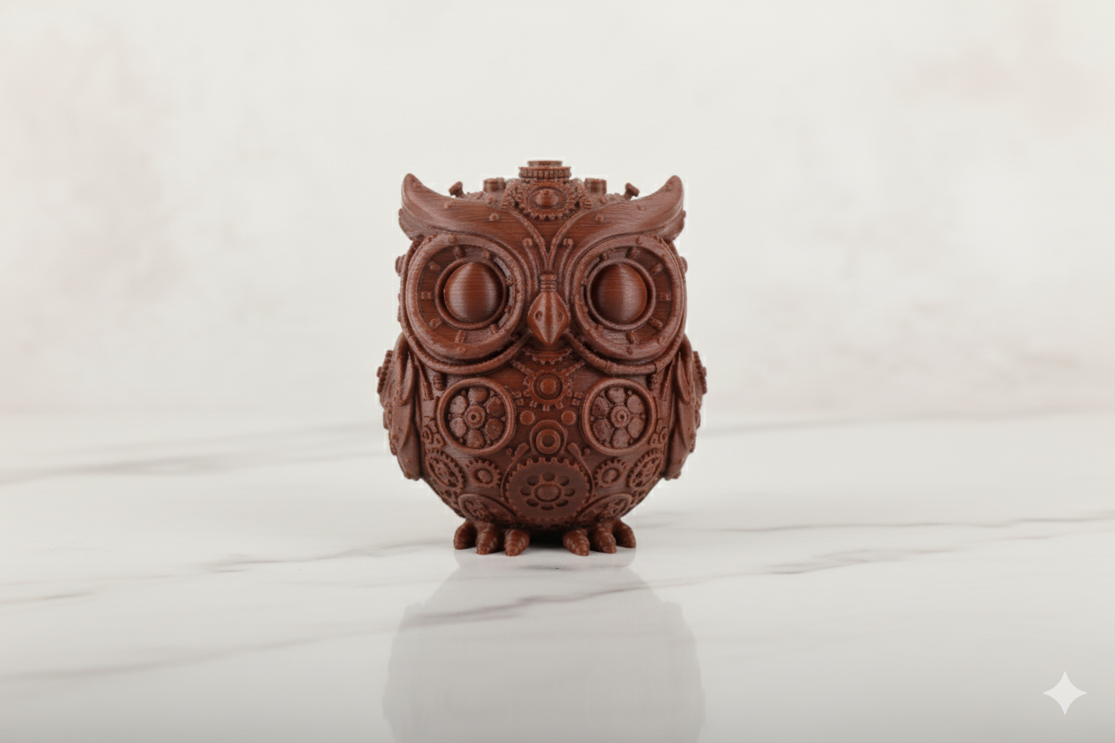 Hand-Painted Steampunk Owl Figurine – Collectible Decorative Sculpture