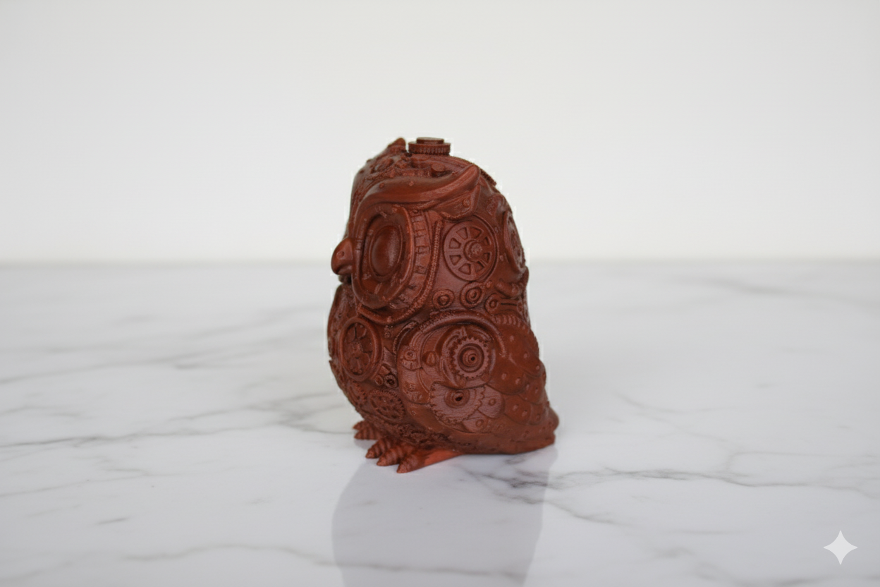 Hand-Painted Steampunk Owl Figurine – Collectible Decorative Sculpture