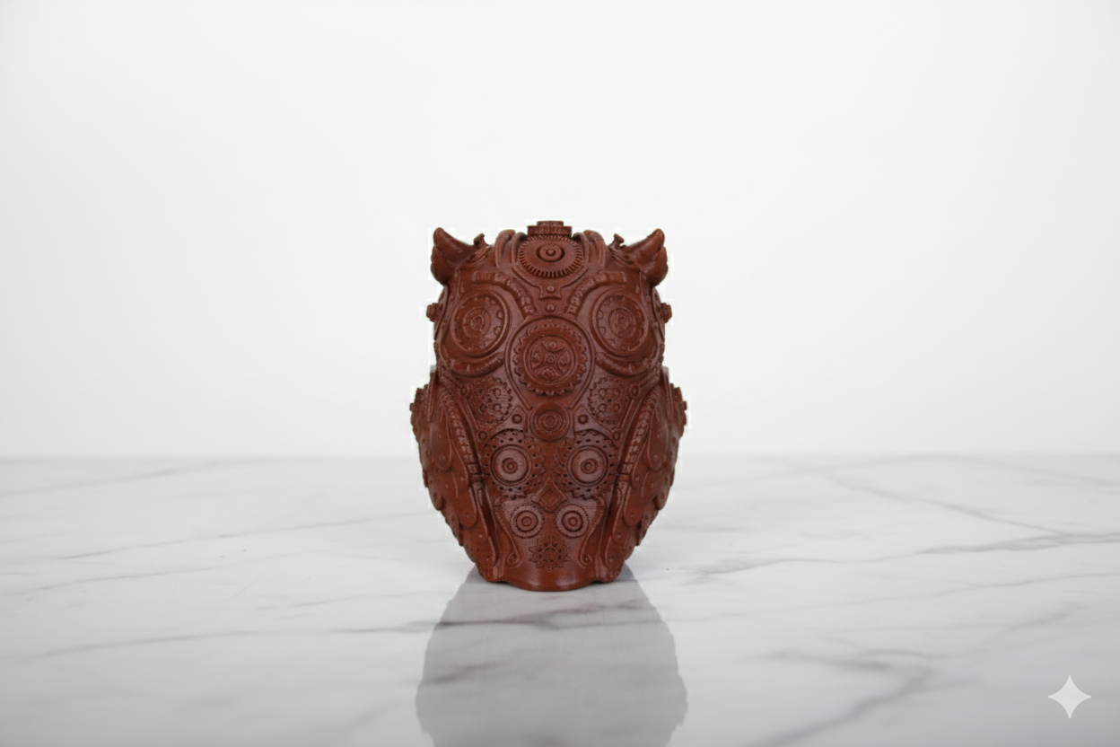 Hand-Painted Steampunk Owl Figurine – Collectible Decorative Sculpture