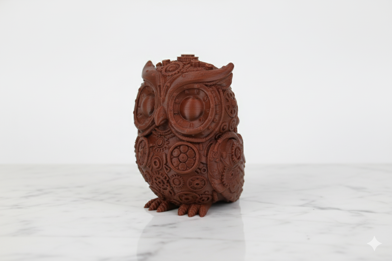 Hand-Painted Steampunk Owl Figurine – Collectible Decorative Sculpture