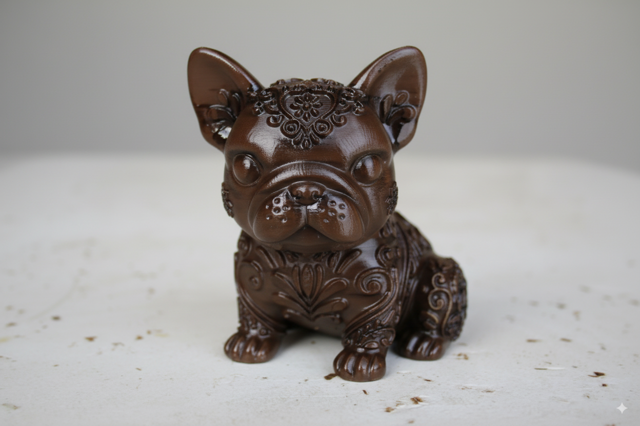 Hand-Painted Dog Figurine with Floral Details – Collectible Decorative Sculpture