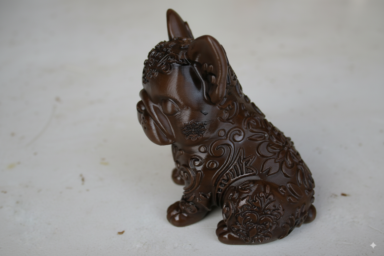 Hand-Painted Dog Figurine with Floral Details – Collectible Decorative Sculpture