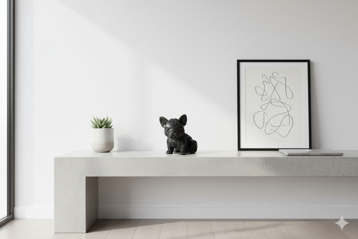 Figura de boxeador francés pintada a mano con detalles florales: escultura decorativa coleccionable