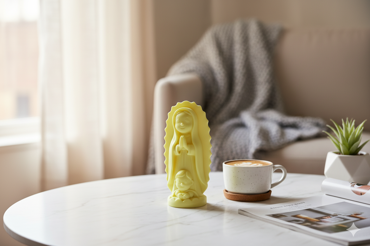 Glow-in-the-Dark Virgin of Guadalupe Figurine – Childlike Spiritual Decorative Statue