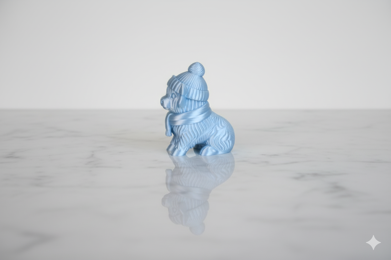 Blue Cow of Abundance with Scarf – Winter Decorative Figurine