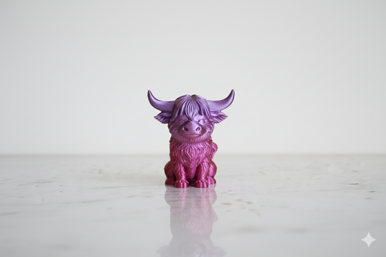 Decorative Cow Figurine – Pink & Purple Finish