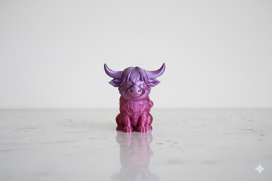 Decorative Cow Figurine – Pink & Purple Finish