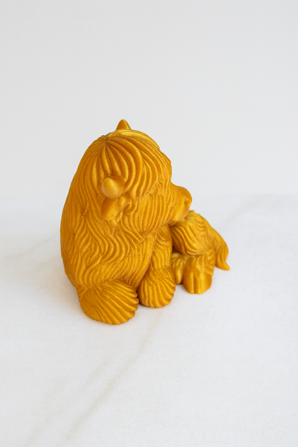 Mustard Highland Cow Figurine – Decorative Animal Sculpture for Home & Gifts